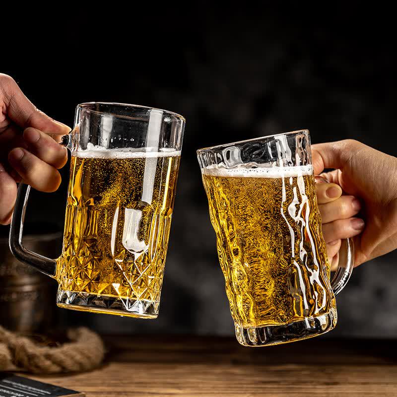 MDNG Diamond Glass Beer Mugs (Set of 4)