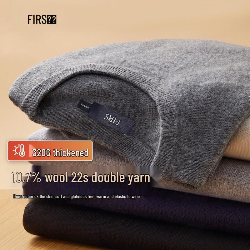 FIRS Men s Heavyweight Wool Blend Round Neck Sweater M