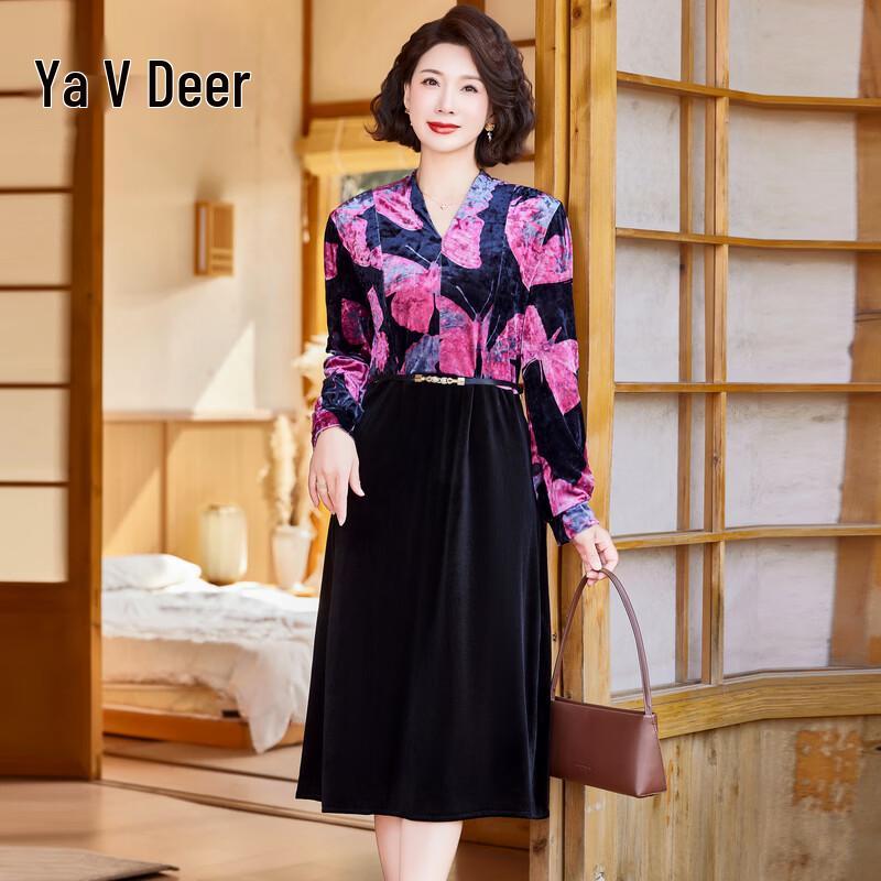 

Yalu Women s Elegant Spliced Leopard Print A-Line Dress 4XL