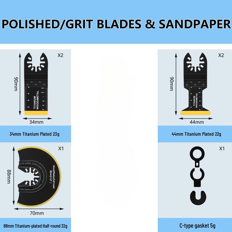 5-Piece Titanium Bimetal Saw Blade Set for General Purpose Trimming and Cutting
