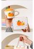 Orange Ceramic Water Cup with Lid - Cute Office Souvenir or Birthday Gift for Home Use