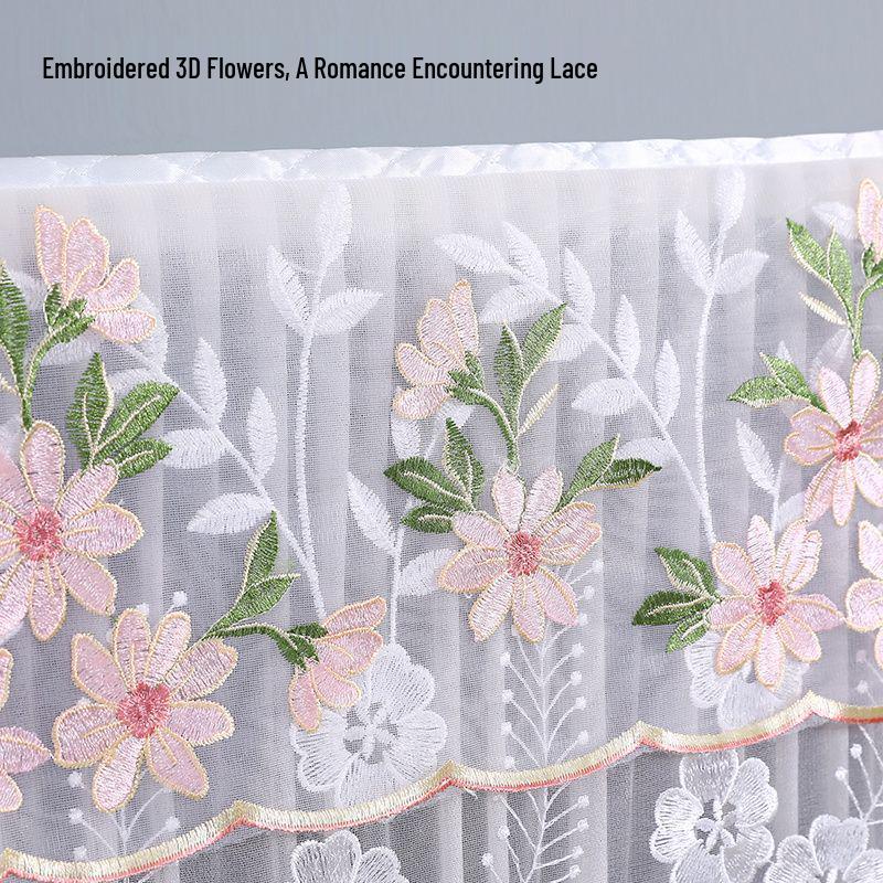 Chinese Style Lace LCD TV Dust Cover - 55-75 Inch, Wall Mount Compatible (Use Without Removal)