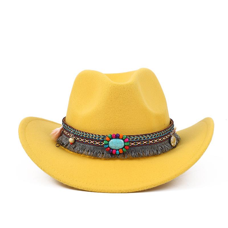 New Western Cowboy Hat Top Hat Jazz Hat Big Brim Ethnic Style Cowboy Felt Hat