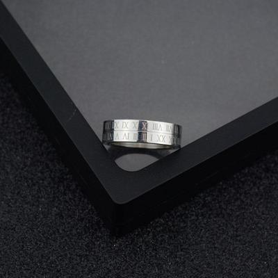 Anillo de cola giratorio de acero inoxidable con números romanos