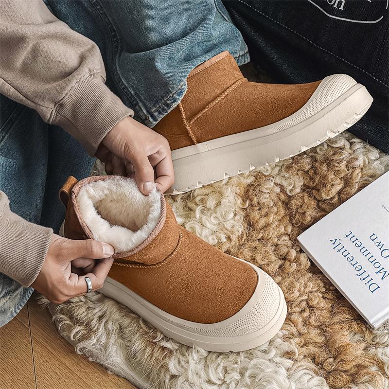 Schneestiefel Winter Neu Echtpelz Integriert Verdickt Samt Warm Rutschfest Kälte Schuhe Wolle Kurze Stiefel