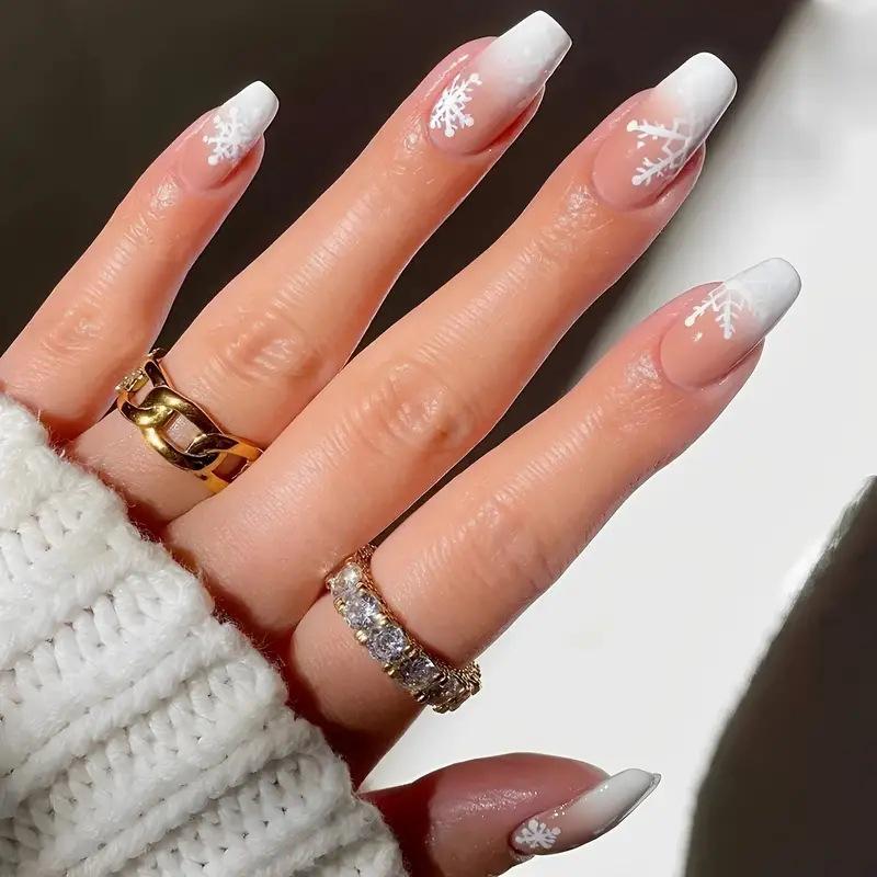 

Nude Gradient Snowflake Removable Christmas Nail Art Patches