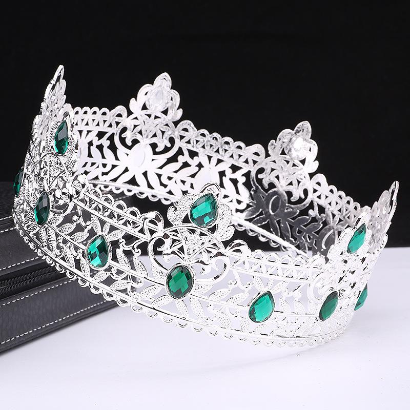 Men's Crown Simple Multi Color Round King Crown Baroque Bride Retro Alloy Hair Crown Headdress