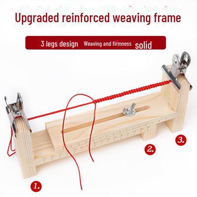 Handmade Bracelet and Necklace Braiding Device: Red Rope Holder, Wooden Frame, Jade Line, DIY Hair and Hand Rope Tool