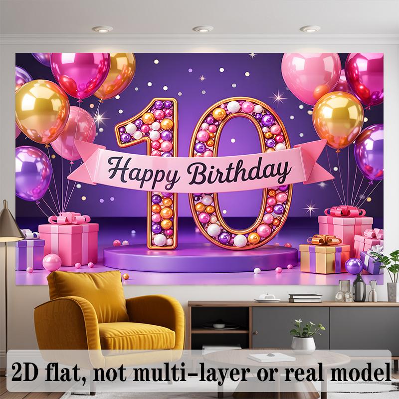 Party Backdrop 10Th Birthday Flat Designed Serves Photos Well Photo Background Decor Birthday Party Decor