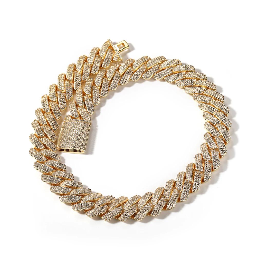 THE BLING KING 20mm Big Heavy Cuban Chain Micro Paved 3 Rows Cubic Zirconia Prong Link Choker Necklace Hiphop Punk Jewelry