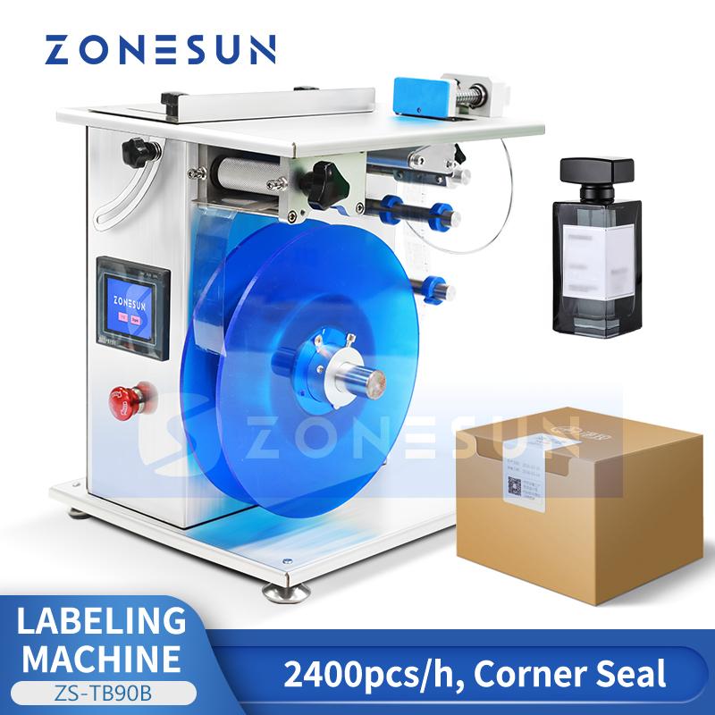 ZONESUN ZS-TB90B Automatic Right Angle Labeling Machine for Tamper-Evident Box & Bottle Corner Sealing