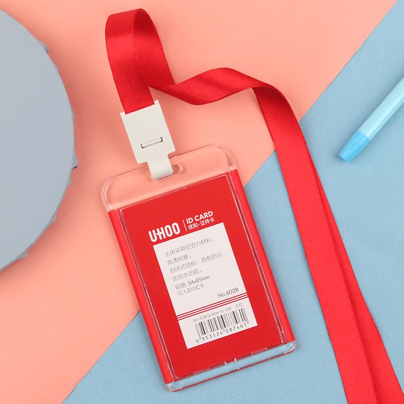 Transparent Acrylic ID Card Holder with Lanyard for Employees and Students