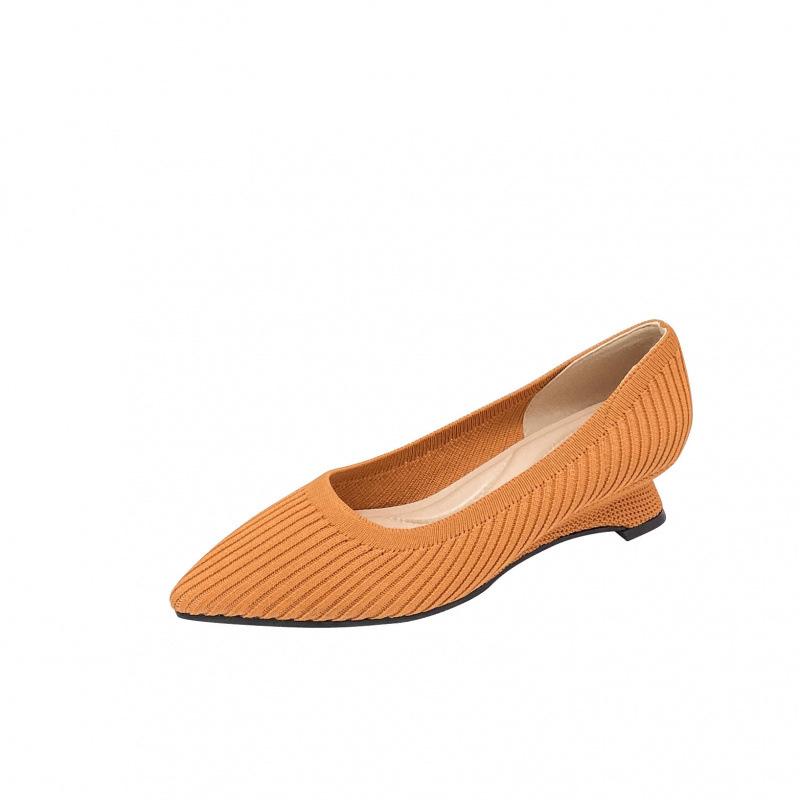 

Новые туфли-лодочки с острым носком, женские, на танкетке, плетеные, женские туфли-лодочки, тренд 40 оранжевый