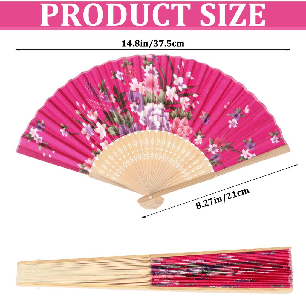 10 Pcs Hand Held Folding Fan Summer Vintage Bamboo Folding Fan Women Craft Silk