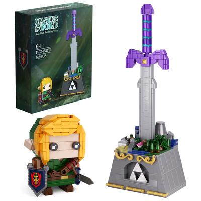 Stavebnice Master Sword obsahuje figurku a meč, kreslenou akční figurku, cihlový model, hračku, herní témata, dárky