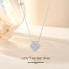Tichiya S925 Sterling Silver Blazing Four-Leaf Clover Necklace with Diamond Pendant - Light Luxury High-End Women's Jewelry