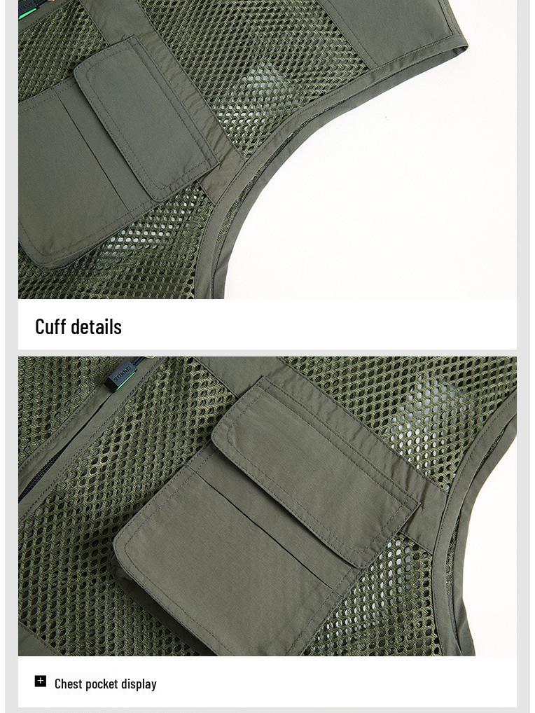 Men's Breathable Summer Mesh Vest with Multiple Pockets for Photography and Fishing