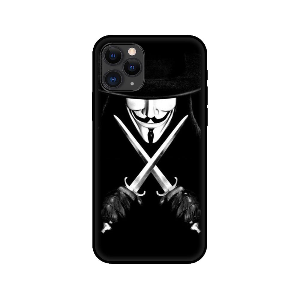 Black Tpu Case for Iphone 5 5s Se 2020 6 6s 7 8 Plus X 10 XR XS 11 12 Mini Pro MAX Back Cover Anonymous