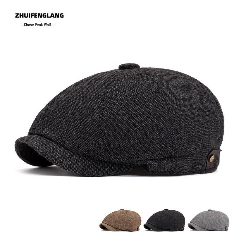 Warme Schnabelmütze für Damen & Herren, einfarbige Schiebermütze, Flache Kappe, Herbst/Winter, Passend für große Köpfe.