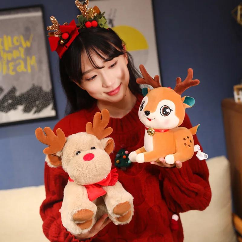New Lovely Santa Claus & Elk Tree Elk Deer Santa Claus Plush Toys Stuffed Animal Doll Christmas Gift for Children Kid Decoration