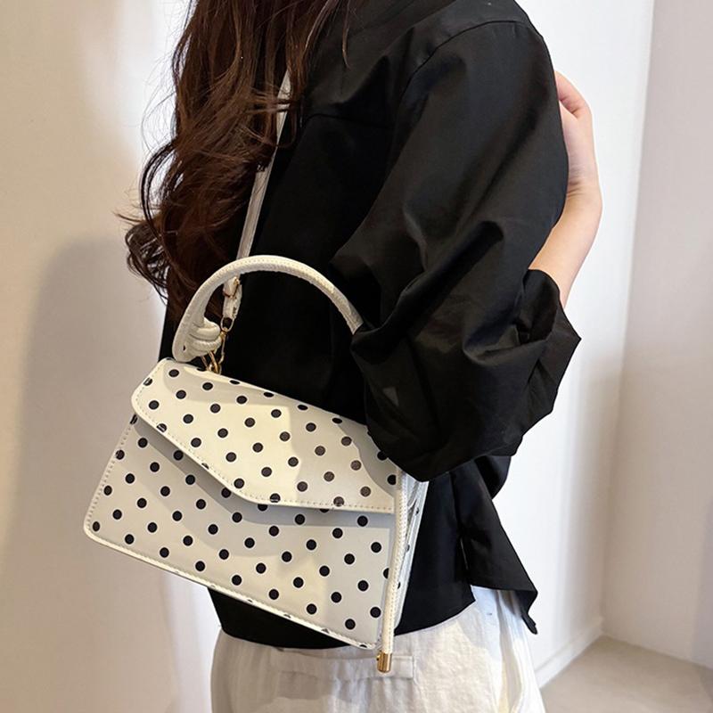 Yogodlns Korean Style Polka Dot Shoulder Bag Casual Crossbody Small Square Bag Fashion Trendy Handbag Women Work Shoulder Bag
