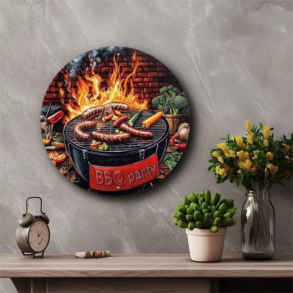 Vintage Campari Italian Ad Metal Sign  x Round D Flat Aluminum Wall Art Waterproof Decor for Vintage Cafes