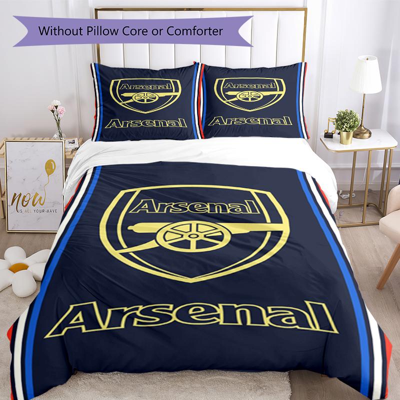 3pcs Arsenal Football Club Bedding Set Duvet Cover Closure Includes 1 Duvet Cover & 2 Pillowcases, Soft and Comfortable for All Seasons.