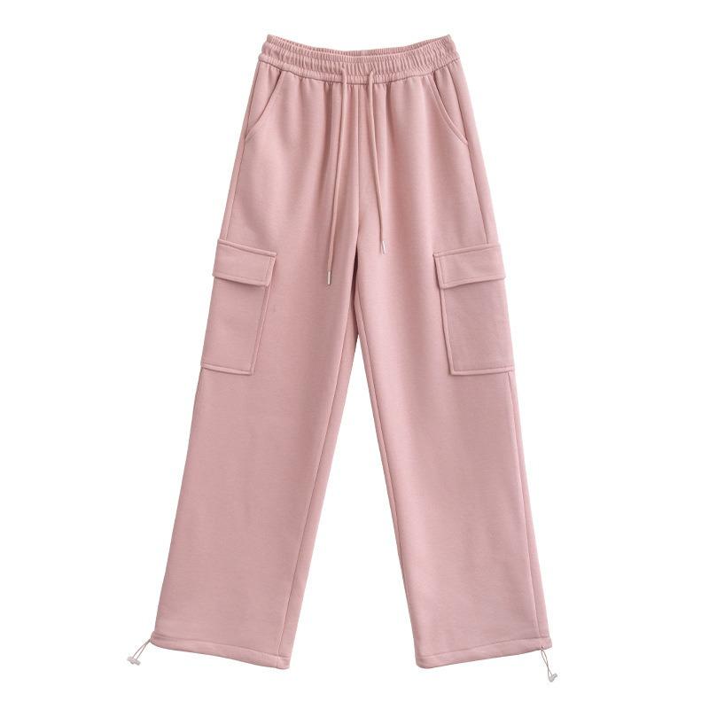 Overalls women's casual sports pants new high-waisted and thin tied feet straight wide-leg pants