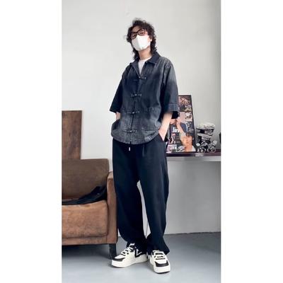 Summer New Chinese Style Vintage Denim Jacket For Men And Women, Loose Retro Button Washed Denim Top
