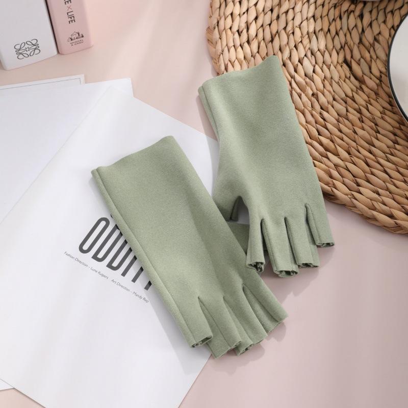 German velvet gloves women's winter half-finger gloves woolen emollient and warm thin half-finger keyboard student gloves
