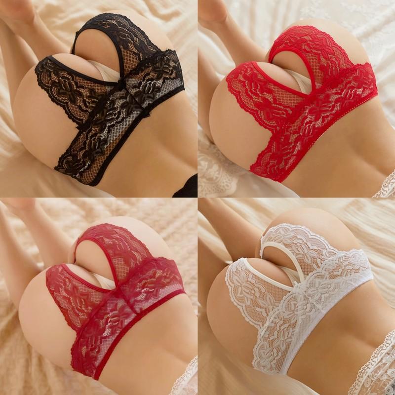 Women Crotchless Thongs Panties Plus Size Female Underwear See Through Transparent Ladies Panties Women's Intimates Sexy Brief