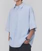 Good Life Works Oversized Seersucker Short Sleeve Shirt Light Blue