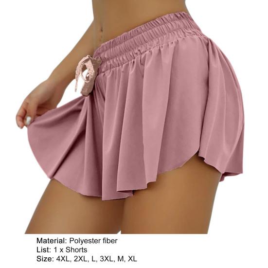 Women Shorts Wear-resistant Elastic Drawstring Flowy Biker Shorts Butt Scrunch Skirt for Yoga