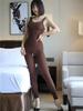 Women'S Thin Ice Silk Jumpsuit Zipper Open Crotch Bodysuit High Elastic Sheer Unitard Woman Shaper Wear Sleeveless Tigths Sexy