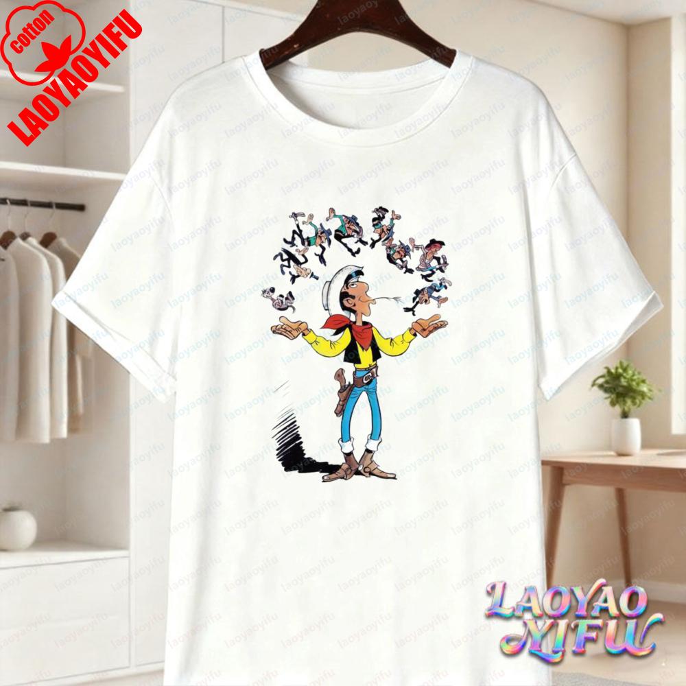 Bold Lucky Luke Villain Juggling Art Shirt Trending Lucky Luke Fan Gift Tee Summer Fun Vintage Comic Cotton Tops Unisexs Clothing