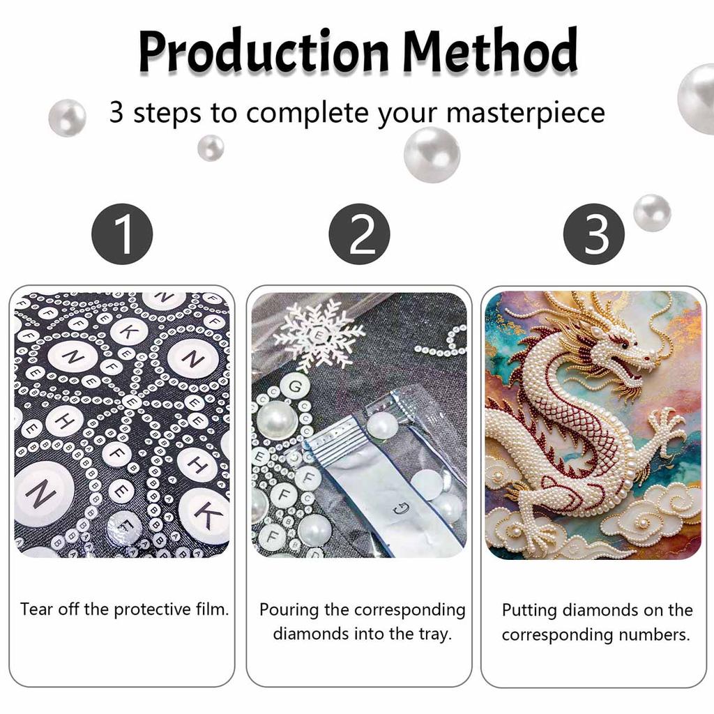 5D Round Pearl Painting Kit Majestic Dragon Pattern DIY Handmade Rhinestone Art Home Interior Decor Gift
