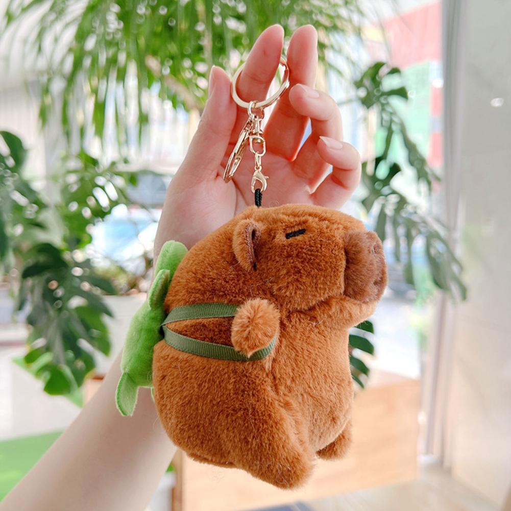 Cute Capybara Plush Keychain Backpack Pendant Toy Car Key Ring Decoration Accessories Kawaii Stuffed Doll Children Birthday Gift