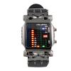 Unisex LED Electronic Watch PU Strap Date Function Wristwatch with Binary Display for Men Women