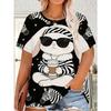 Fashion Women's Crew Neck Short Sleeve 3D Casual Color Printing Casual Short Sleeve Crew Neck T-Shirt