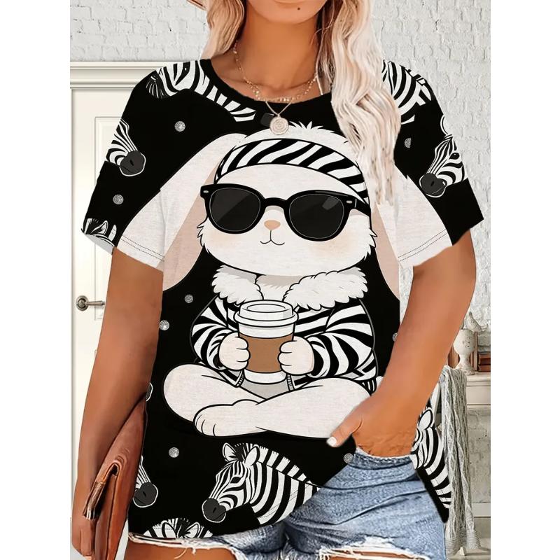 Fashion Women's Crew Neck Short Sleeve 3D Casual Color Printing Casual Short Sleeve Crew Neck T-Shirt