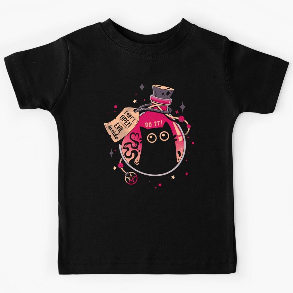 Bottled Menace - Evil Black Cat Kids T-Shirt 120