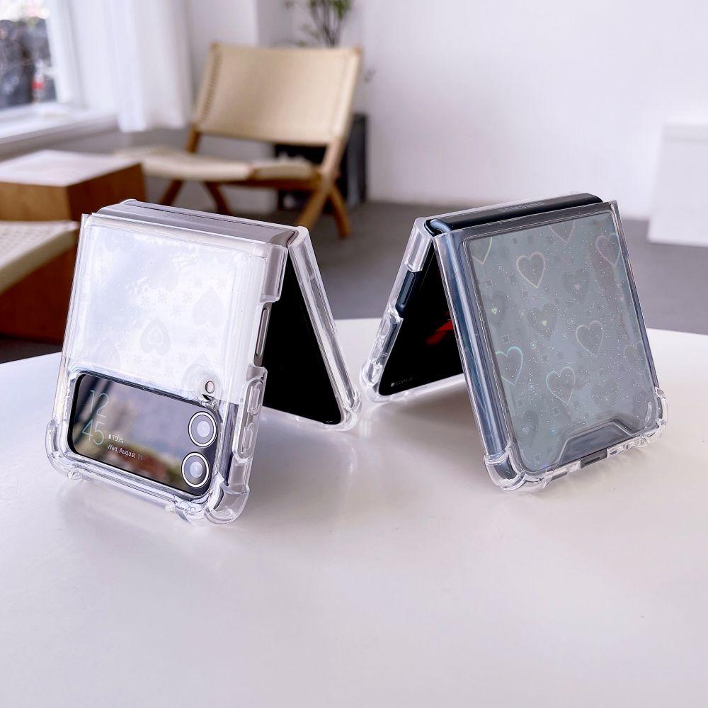 Do Samsung Z Flip 4 Case Laser Love przezroczysty składany futerał na telefon do Samsung Z Flip 3 5g Zflip4 odporna na wstrząsy twarda tylna pokrywa