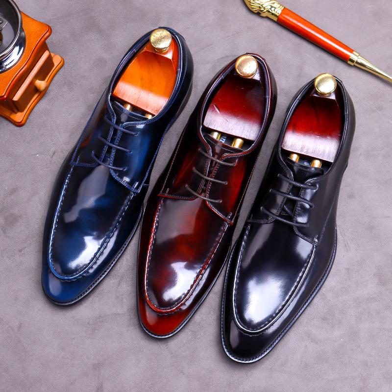 Luxury Patent Leather Men's Formal Shoes Comfortable Genuine Leather Men Dress Shoes Elegant Man Wedding Social Derby Shoes
