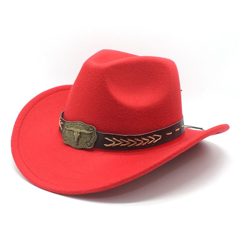 Ethnic Tibetan Style Western Cowboy Hat Top Hat Men'S And Women'S Felt Hat Rolled-Brim Jazz Hat Hat Tide