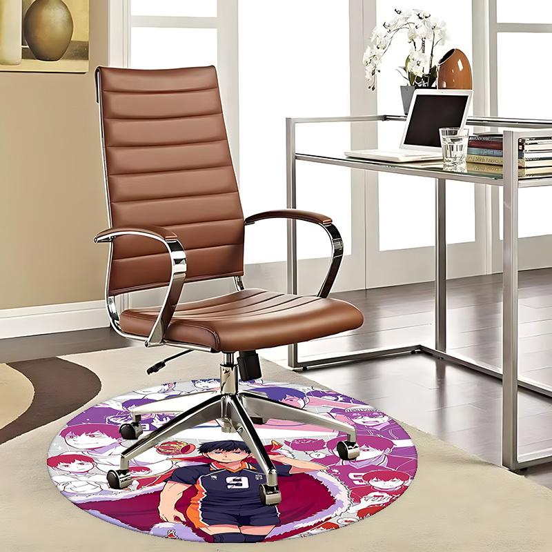 

1pc Anime Volleyball Player Round Carpet - Office Chair Mat, Non-Slip Rug for Home Decor, Living Room, Bedroom, Game Room, Dormitory, Birthday Gift, S 80cm by 80cm