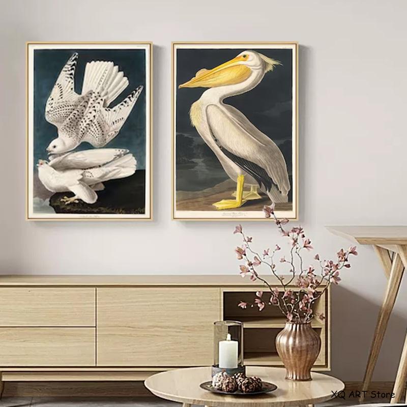 Vintage Bird Prints Retro Animal Art Natural History Canvas Paintings HD Pictures Wall Art For Living Room Home Decor Frameless