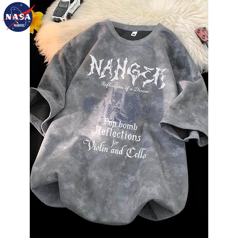 NASA MARVEL Men s Tie-Dye Letter Print Short Sleeve T-Shirt M (80-100 lbs)