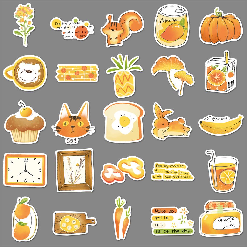 50 Graffiti-Sticker vom Salztyp Gelb Klein Frisch Handgemalt Dekorative Handyhülle Wasserbecher-Sticker