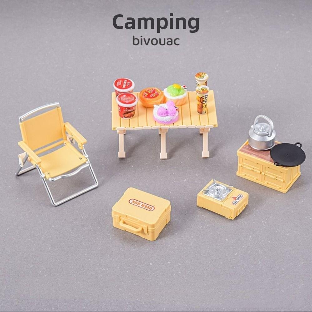 Mini Camping Picnic Set Multicolors Folding Chair Doll House Accessories