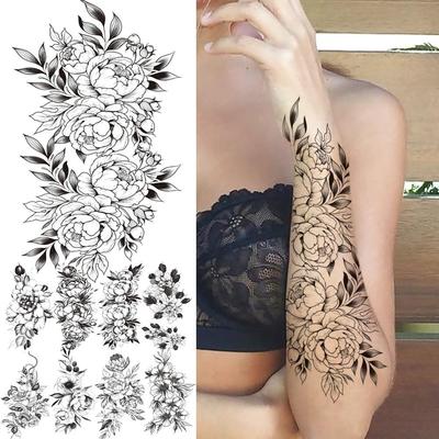 Grote realistische bloem nep tattoo stickers voor vrouw vrouwelijke azalea slang bloem tijdelijke tatoeages body art water overdracht tattoo